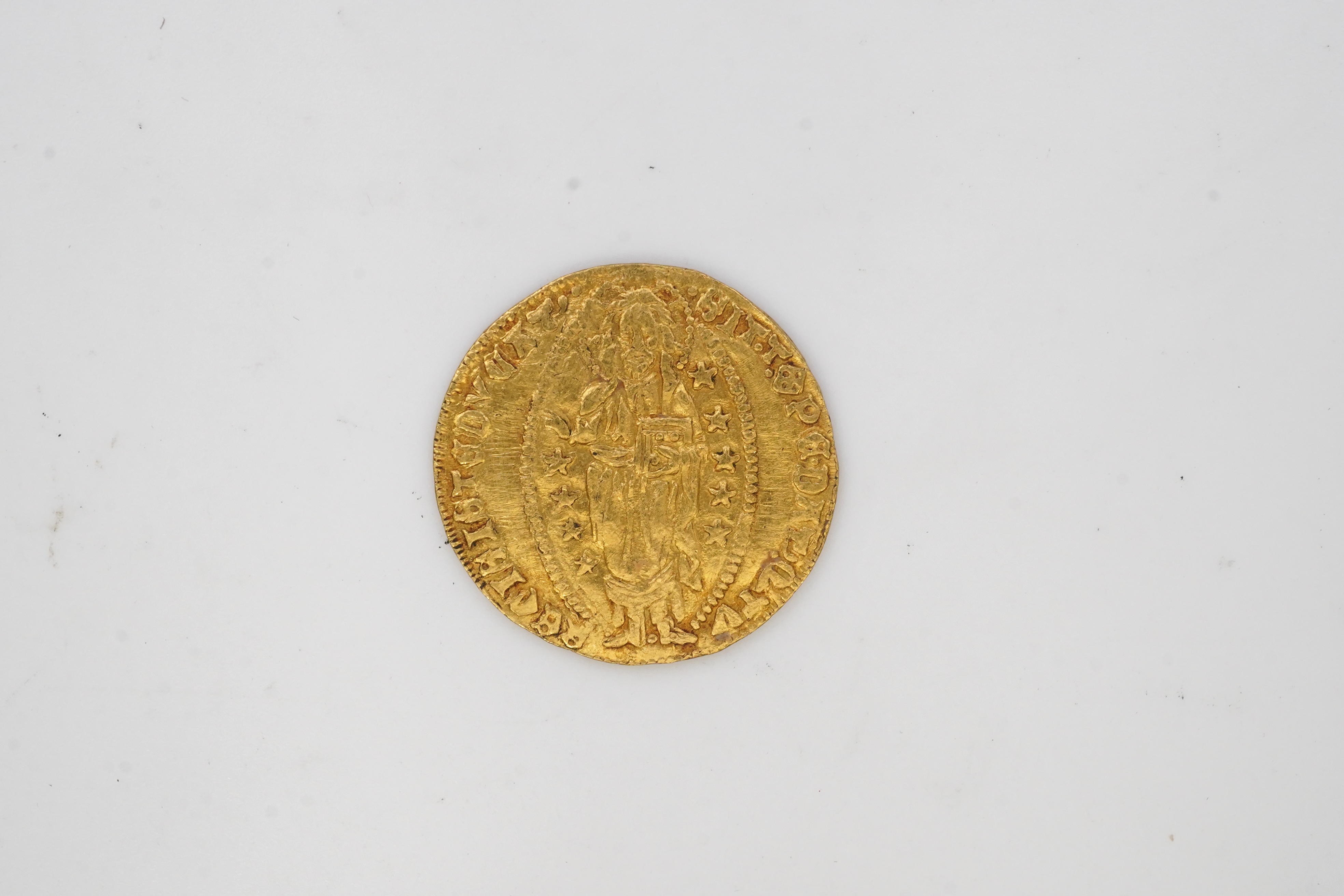 A medieval gold zecchino coin, Republic of Venice, Antonio Venier (1382-1400)